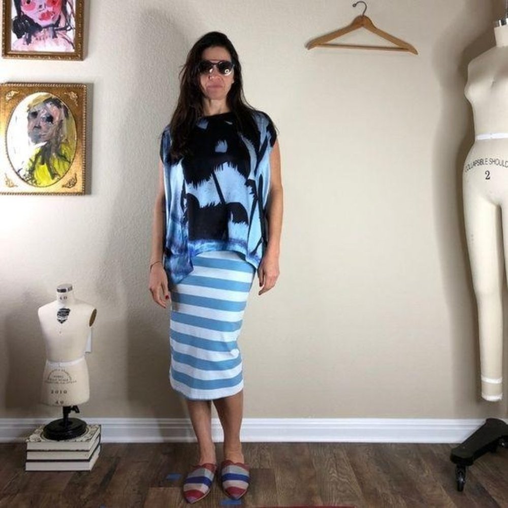 Reformation Striped Midi Skirt Tube Pencil BodyCon